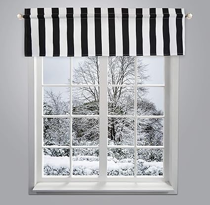 Crabtree Collection Curtain Valance For Windows Black White
