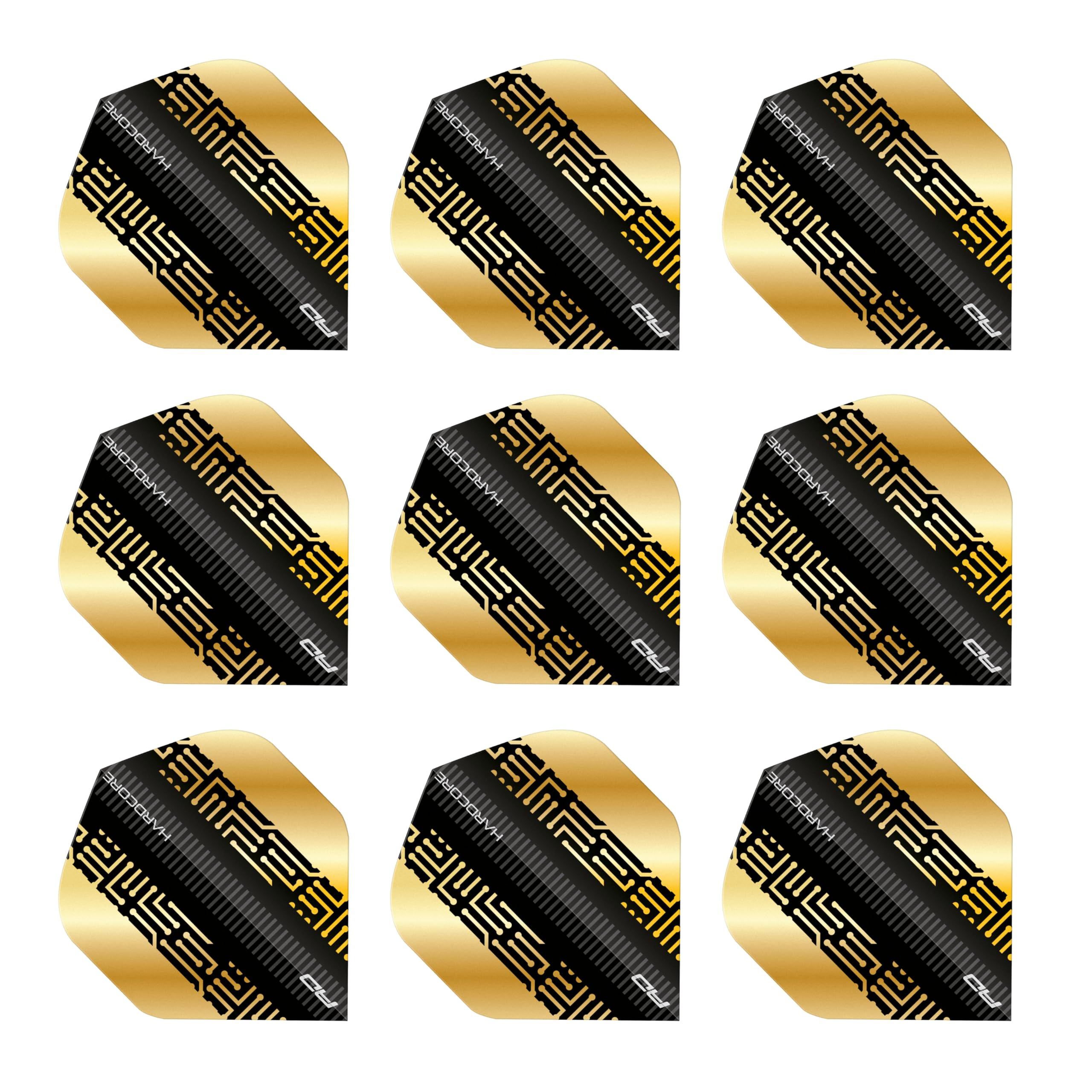 RED DRAGON Hardcore Premium Gold & Black Maze Dart Flights - 3 Sets Per Pack (9 Dart Flights in total)