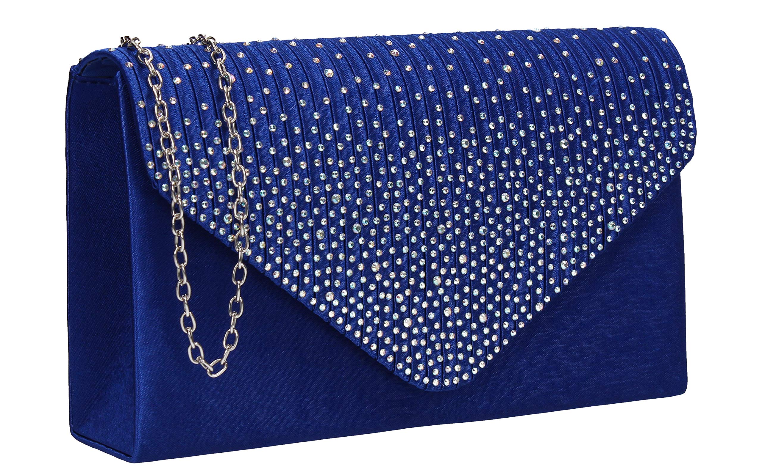 SWANKYSWANS Womens Abby Diamante Envelope Style Bag Clutch Royal Blue