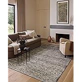 Loloi Amber Lewis Josie Collection JOS-05 Dove/Gold 7'-6" x 9'-6", .13" Pile Height, Low Profile, Machine Washable, Area Rug