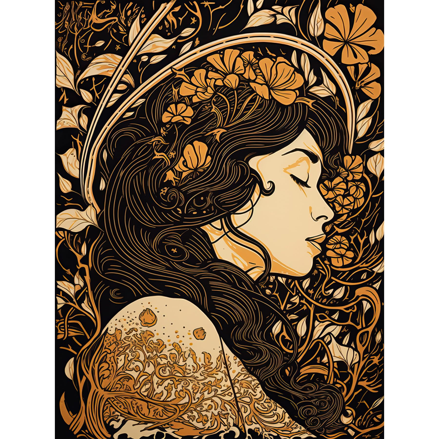 Artery8 Sleeping Beauty Modern Art Nouveau Illustration Large Wall Art Poster Print Thick Paper 18X24 Inch