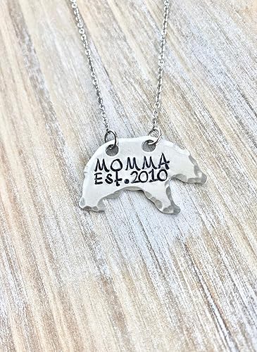 silver mama bear necklace