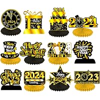 New Year Party Centerpieces Decorations - 11 Pcs Honeycomb Table Toppers, Gold & Black, 3D Theme Decor For 2023 Celebration - View #13