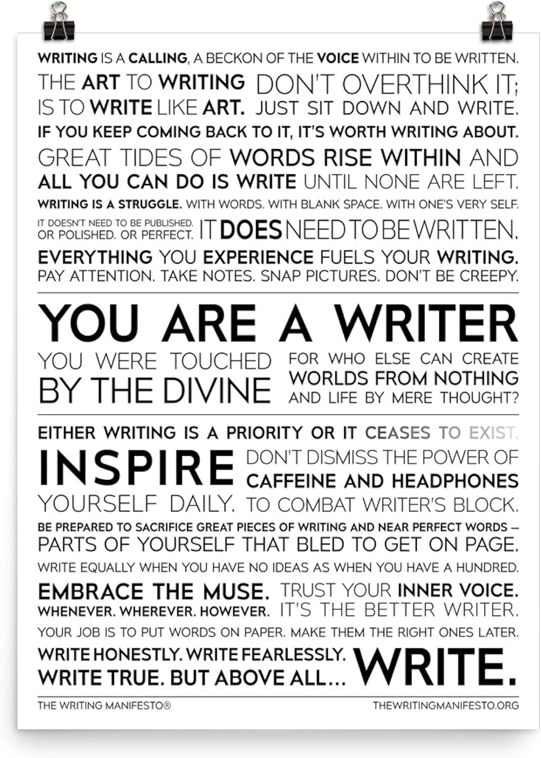 The Writing Manifesto Writer Inspiration Premium Print