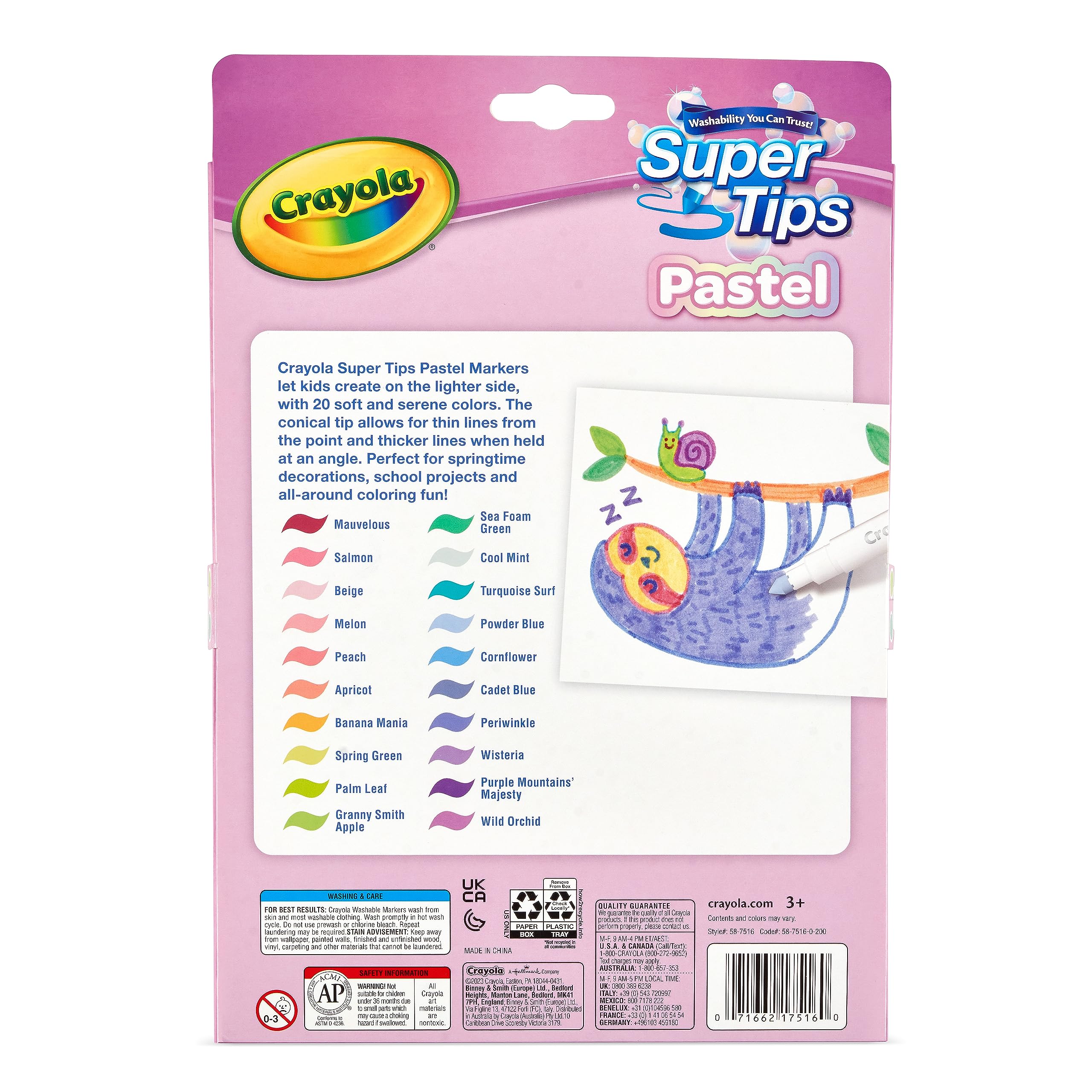 Crayola Pastel- Super Tips Washable Medium Tip Markers - Pack of 20, for School and Leisure, Assorted Colours Pastel