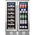Kalamera Wine and Beverage Refrigerator, Kalamera 24” Under Counter Dual Zone Wine Cooler for Home - Built in Wine Fridge w/ 