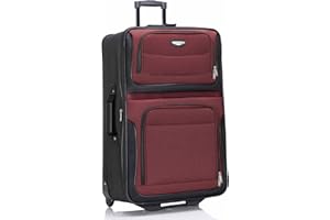 Travel Select Amsterdam Softside Expandable Rolling Luggage, Lightweight 2-Wheel Check-In Suitcase with Push-Button Handle, Burgundy, 29" Large
