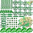 JOYIN 156 Pcs St. Patrick's Day Party Favor Set, 6 Necklaces 6 Eyeglasses 12 Bracelets 72 Temporary Tattoos 12 PCS Mustache 4