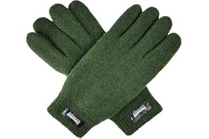 BRUCERIVER Men Pure Wool Knit Gloves with Thinsulate Lining and Elastic Rib Cuff