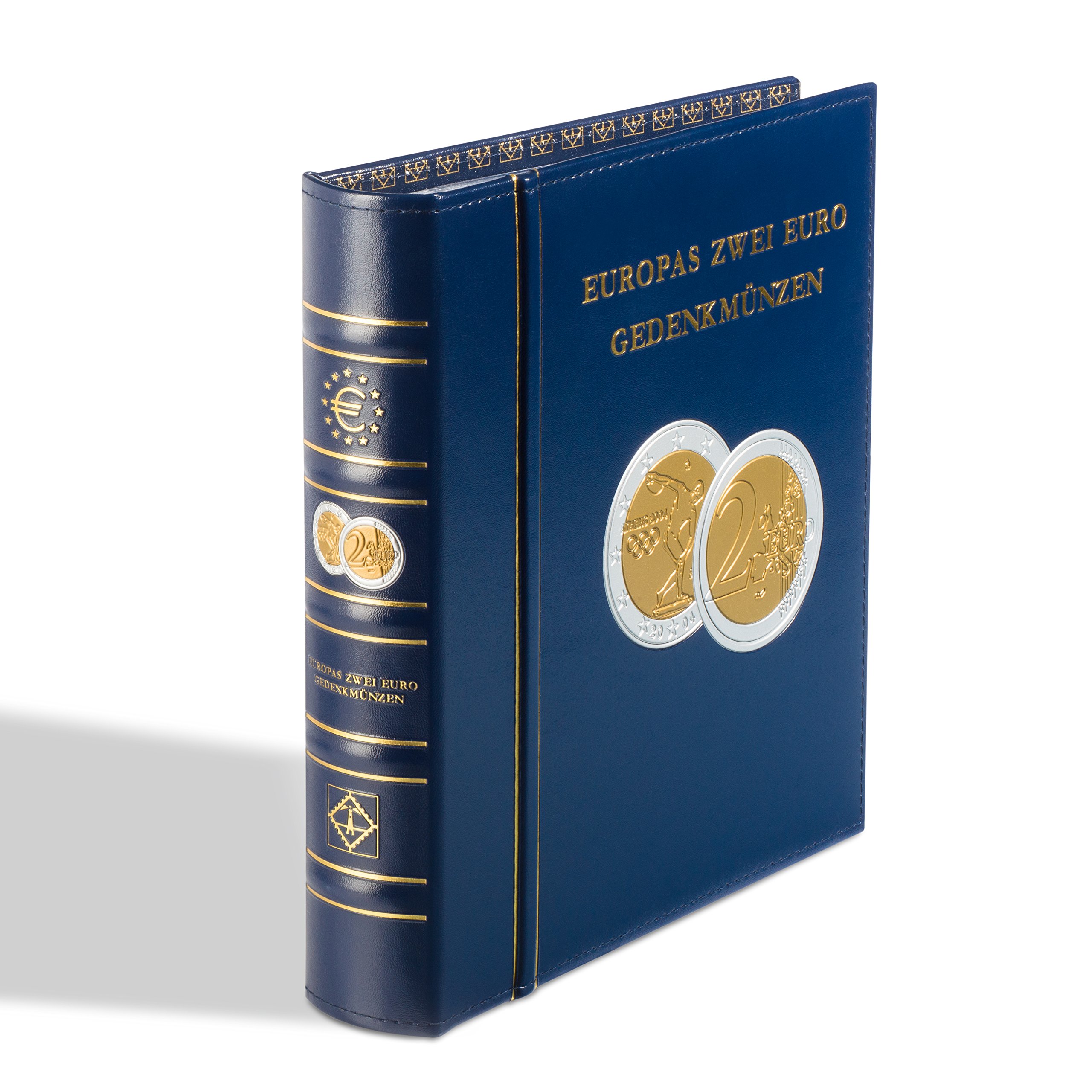 Leuchtturm 343381 2-Euro-Optima Pre-printed Album Volume 1 - Coin Album EU. 2 Euro commemorative coins from 2004 to 2013 - blue