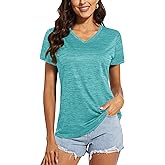 MAGCOMSEN Women's V Neck Workout Shirts Short Sleeve Moisture Wicking Yoga T-Shirts Quick Dry Athletic Tops
