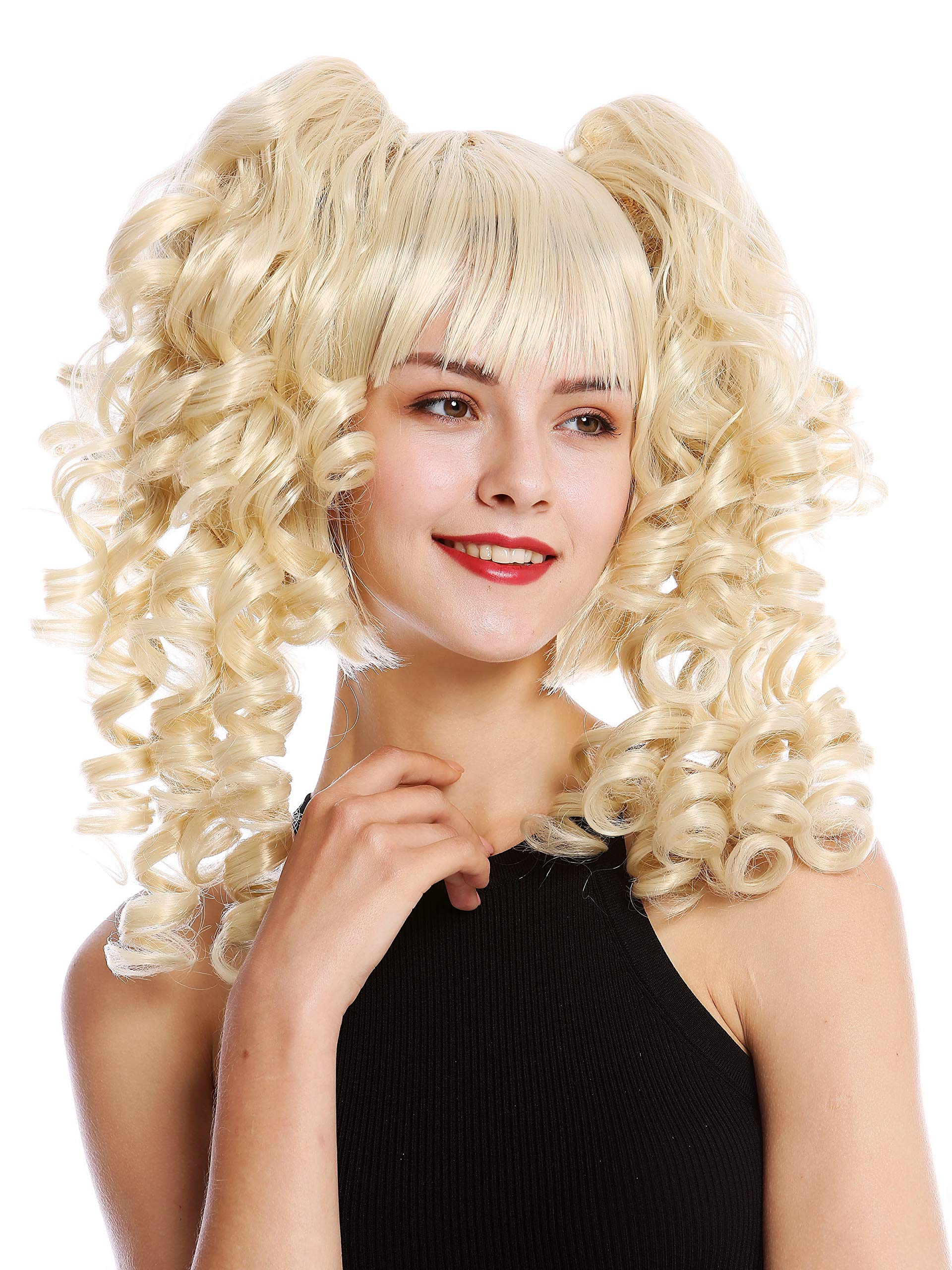 WIG ME UP - YZF-7080+A-T0915 Lady Cosplay Quality Wig bob + 2 removable ponytails pigtails curled bangs ringlets bright blond