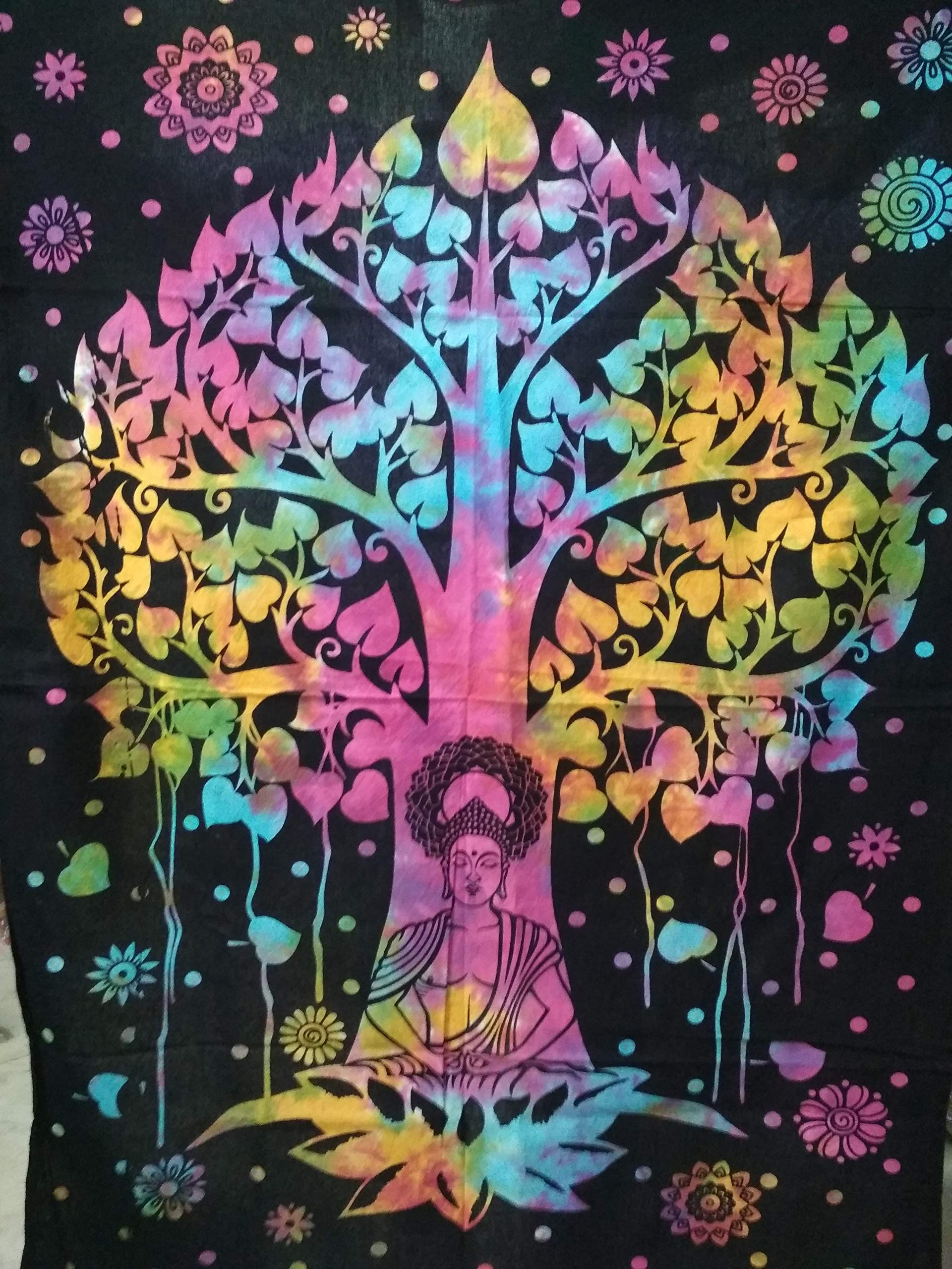 Purpledip Cotton Wall Poster Bodhi Buddha: Bohemian Wall Hanging (20067)