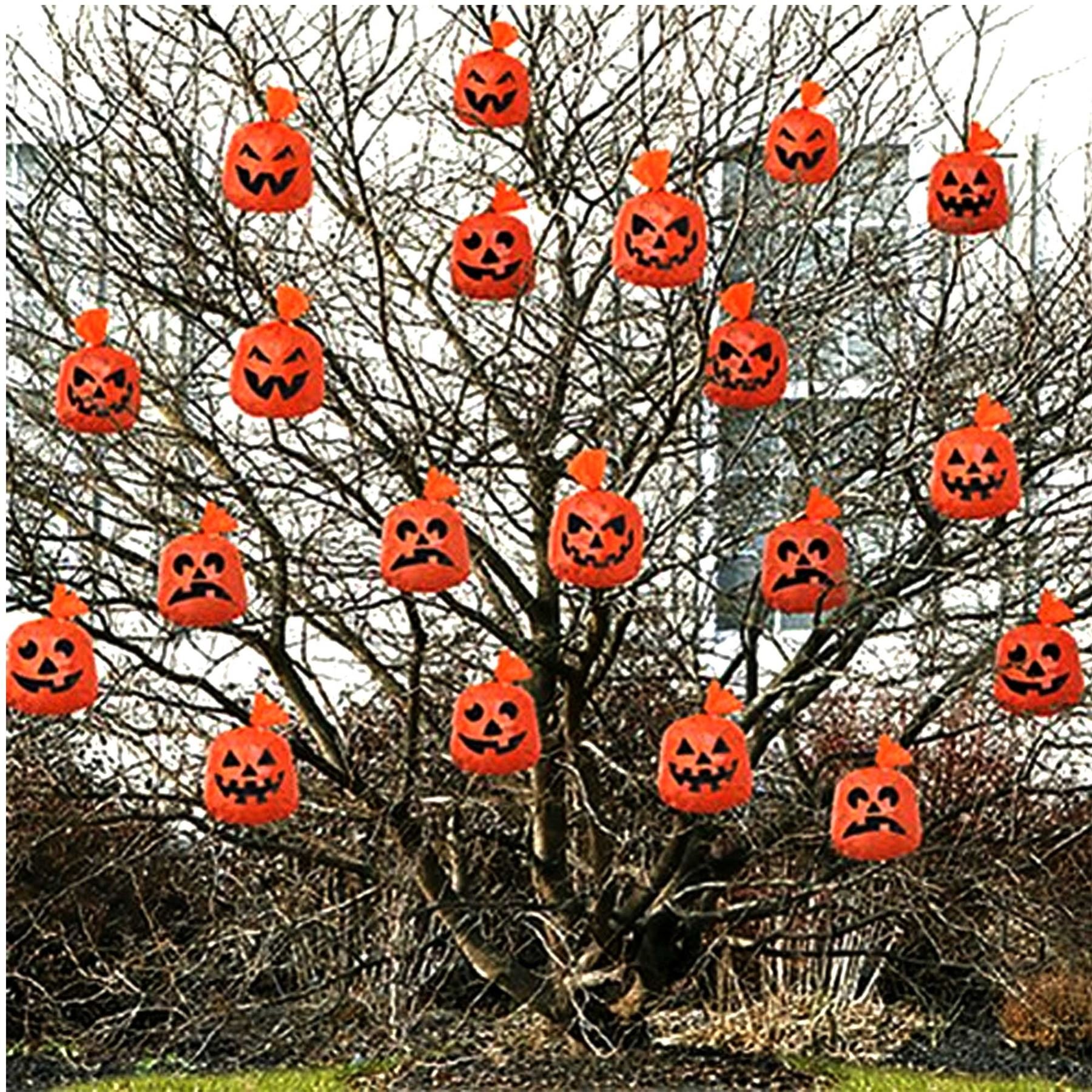 Gifts 4 all occasions limited 60 x Hanging Halloween Hanging Pumpkins Leaf Bags Party Garden Tree Outdoor Indoor Decorations Scary Spooky Horror