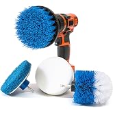 RevoClean 4 Piece Scrub Brush Power Drill Attachments-All Purpose Time Saving Kit-Perfect for Cleaning Grout, Tile, Counter, 
