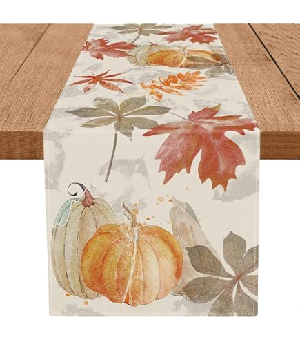 Fall Table Runner - Black Cardinal Burlap Design 13x72 Inch Autumn Table Decor