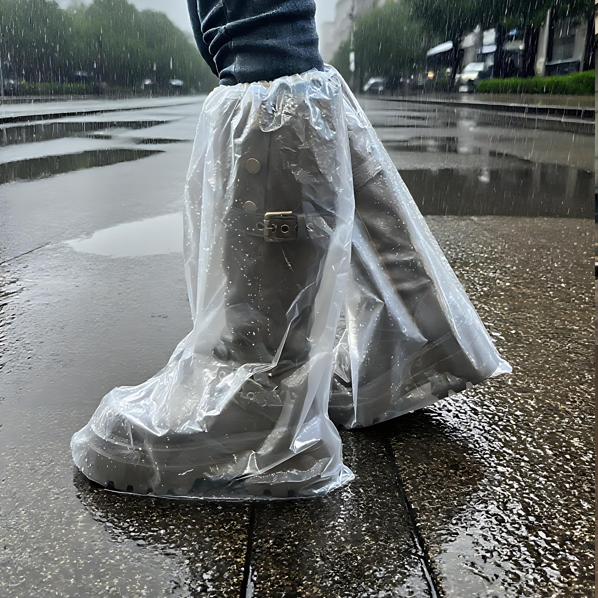 Photo 1 of 10 Pairs Waterproof Boot Covers for Rain - Disposable Plastic Rain Shoe Covers - Non-Slip Indoor Outdoor Rain Cover for Shoes,Plastic Overshoes for Men Women -Water Proof Boot Protector – Clear