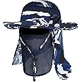 YR.Lover Outdoor UV Sun Protection Wide Brim Fishing Cap with Removable Flap