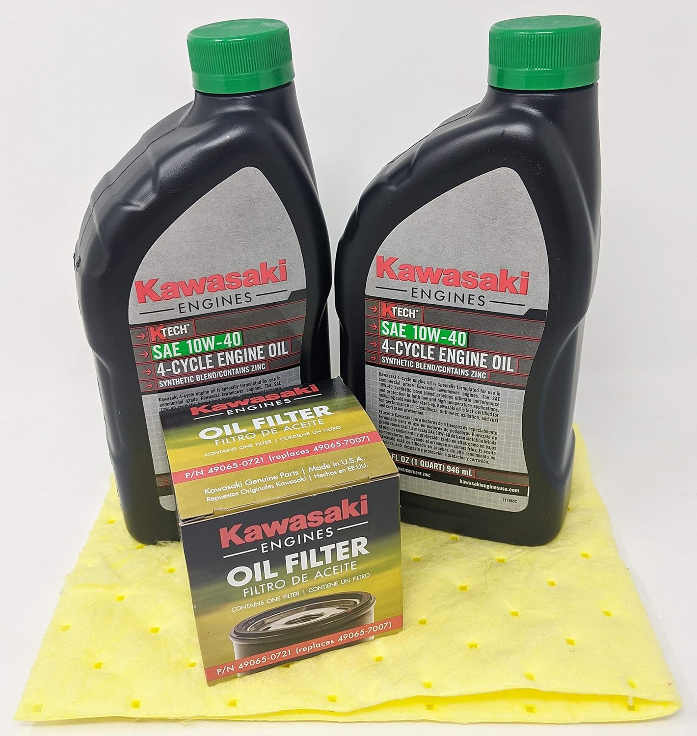 Amazon Com Kawasaki Genuine 49065 0721 Oil Change Kit W Yellow Oil Pad And 10w 40 Oil Automotive