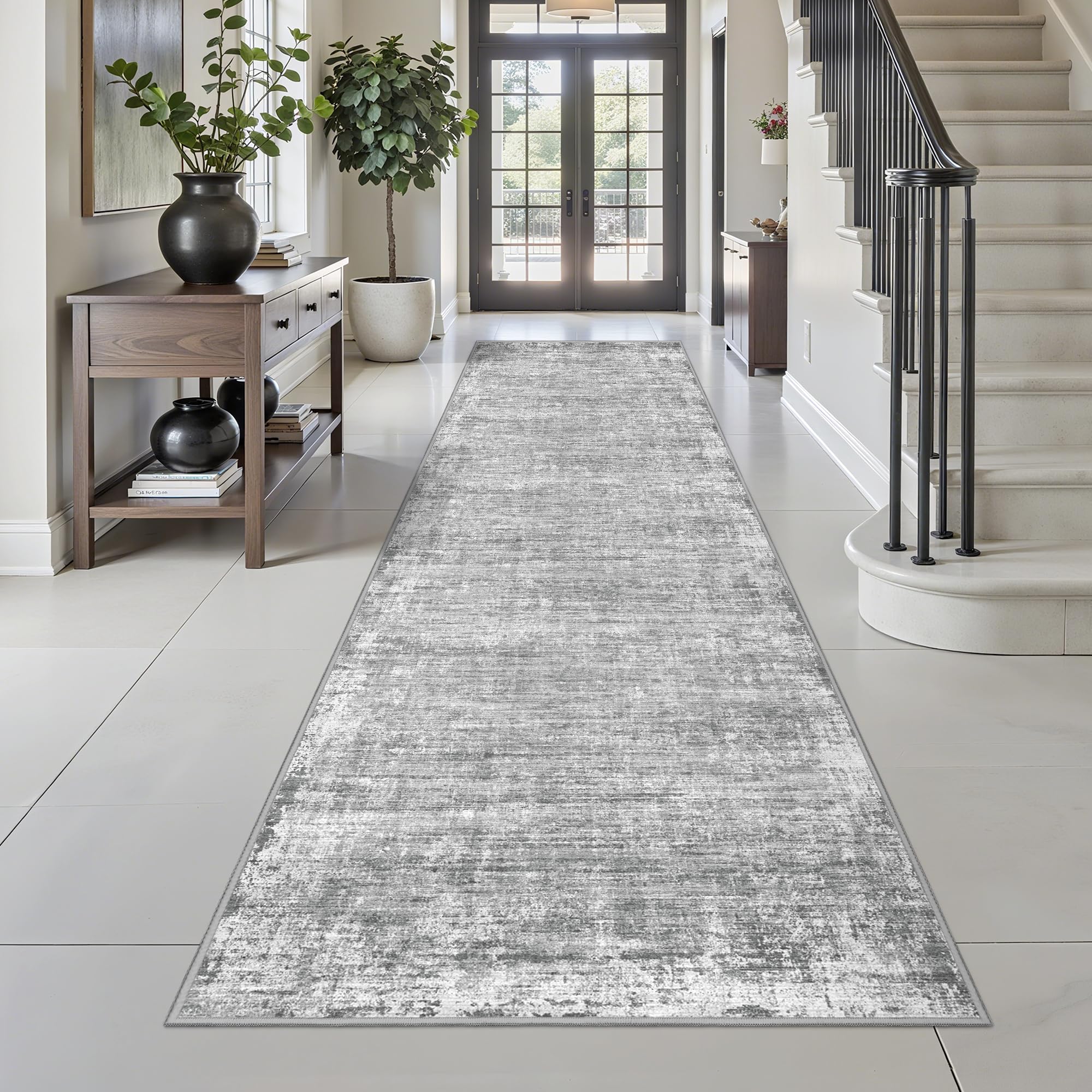 zesthome Long Hallway Runner Rugs - Washable Rug 2x10, Stain Resistant Soft Kitchen Runner, Anti Slip Backing Abstract Runner Rugs for Entrance, Bedroom, Living Room, Laundry, Stair Image