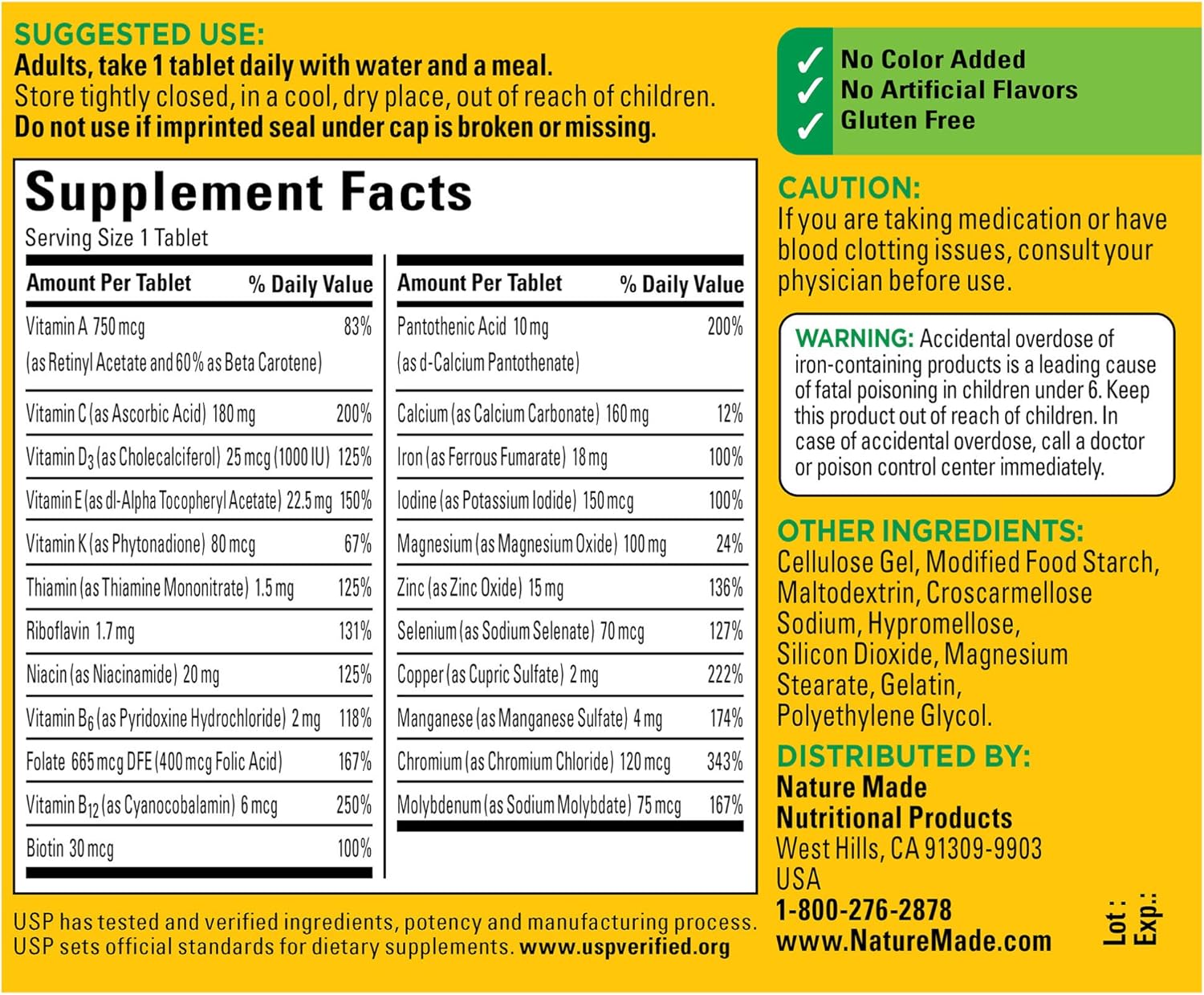 Nature Made Multivitamin Complete Tablets with Vitamin D3 and Iron, 130 Count (Packaging May Vary): Health & Personal Care