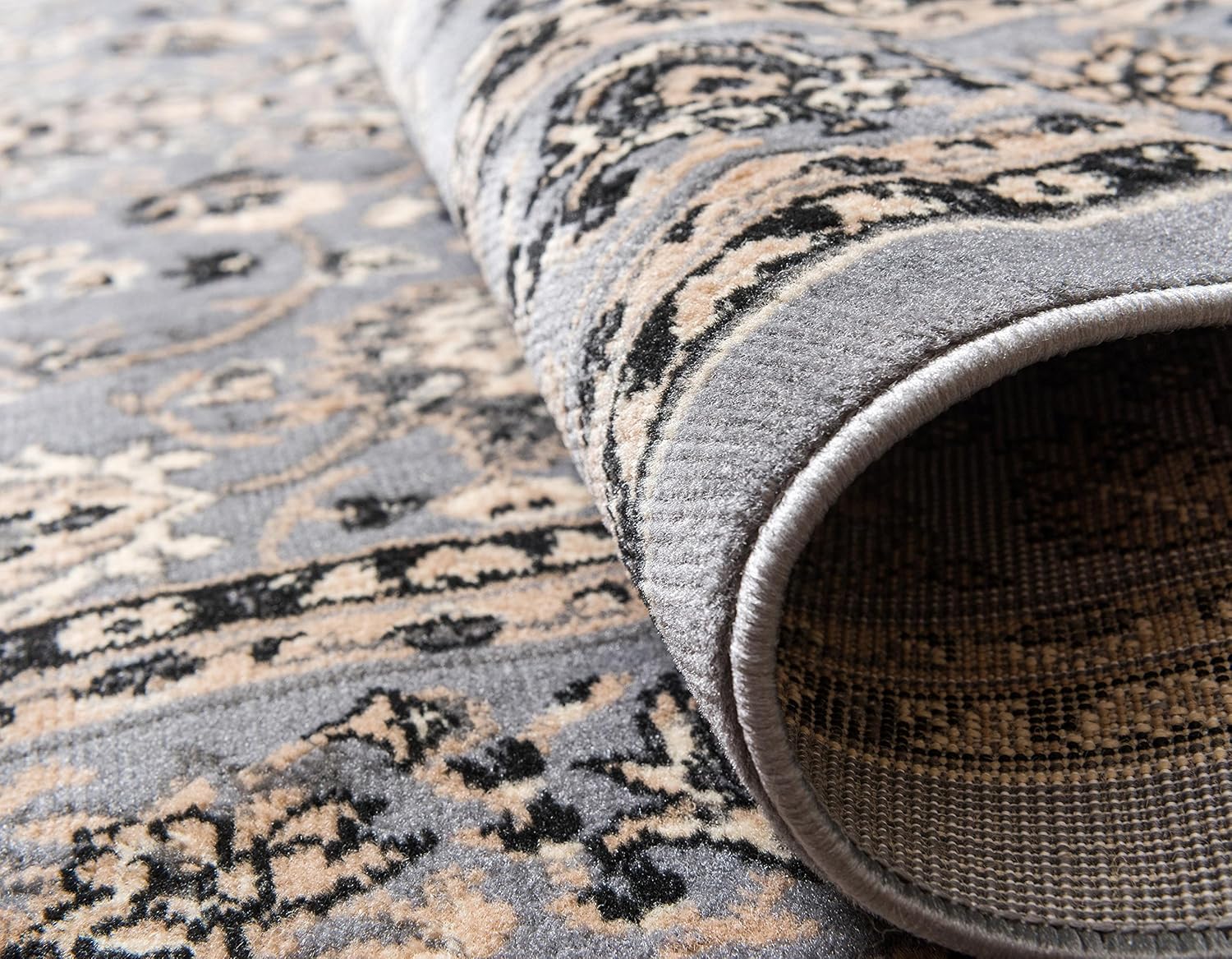 Home Decor Unique Loom Kashan Collection Traditional Floral Overall Pattern With Border Gray Area Rug 2 X 3 Home Decor