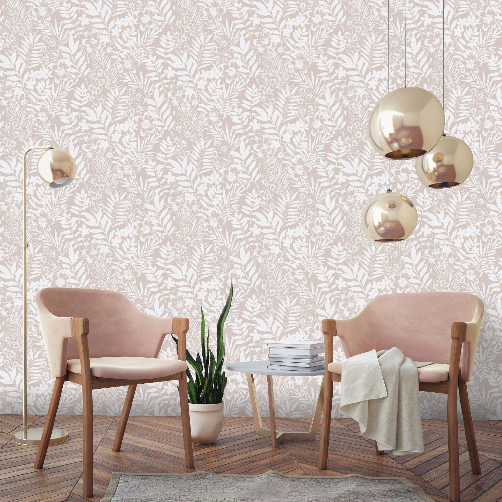Boutique Rose Gold Palm Springs Floral Trail Wallpaper