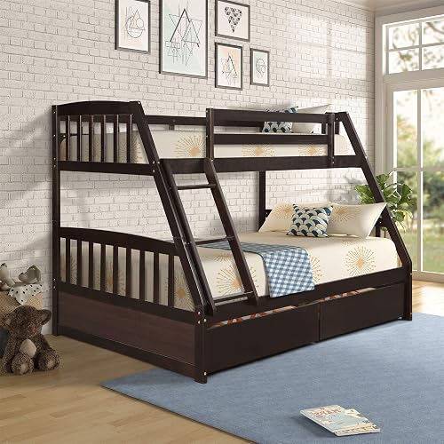 Stairway Twin Over Full Bunk Bed With Trundle And Storage Shelves In White By Harper & Bright Designs