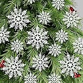 Snowflake Decorations 24 Pcs Snowflake Ornaments for Tree Snowflakes Christmas Tree Decorations for Christmas Embellishments and Winter Party DIY Craft Decoration
