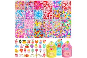 JMUQ 26-Grid Slime Mix Ins 30 Styles Slime Charms Add Ins Fake Sprinkles Polymer Slices Kawaii Charms for DIY Crafting Cellphone Nail Art Design