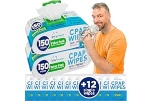 CPAP Mask Wipes - 300 Count Jumbo Pack + 12 Travel Wipes - DuraCleanse Extra Large, Extra Moist Cleaning Wipes for Full Face, Nasal Masks - Unscented Cleaner for CPAP Machine, Supplies and Accessories
