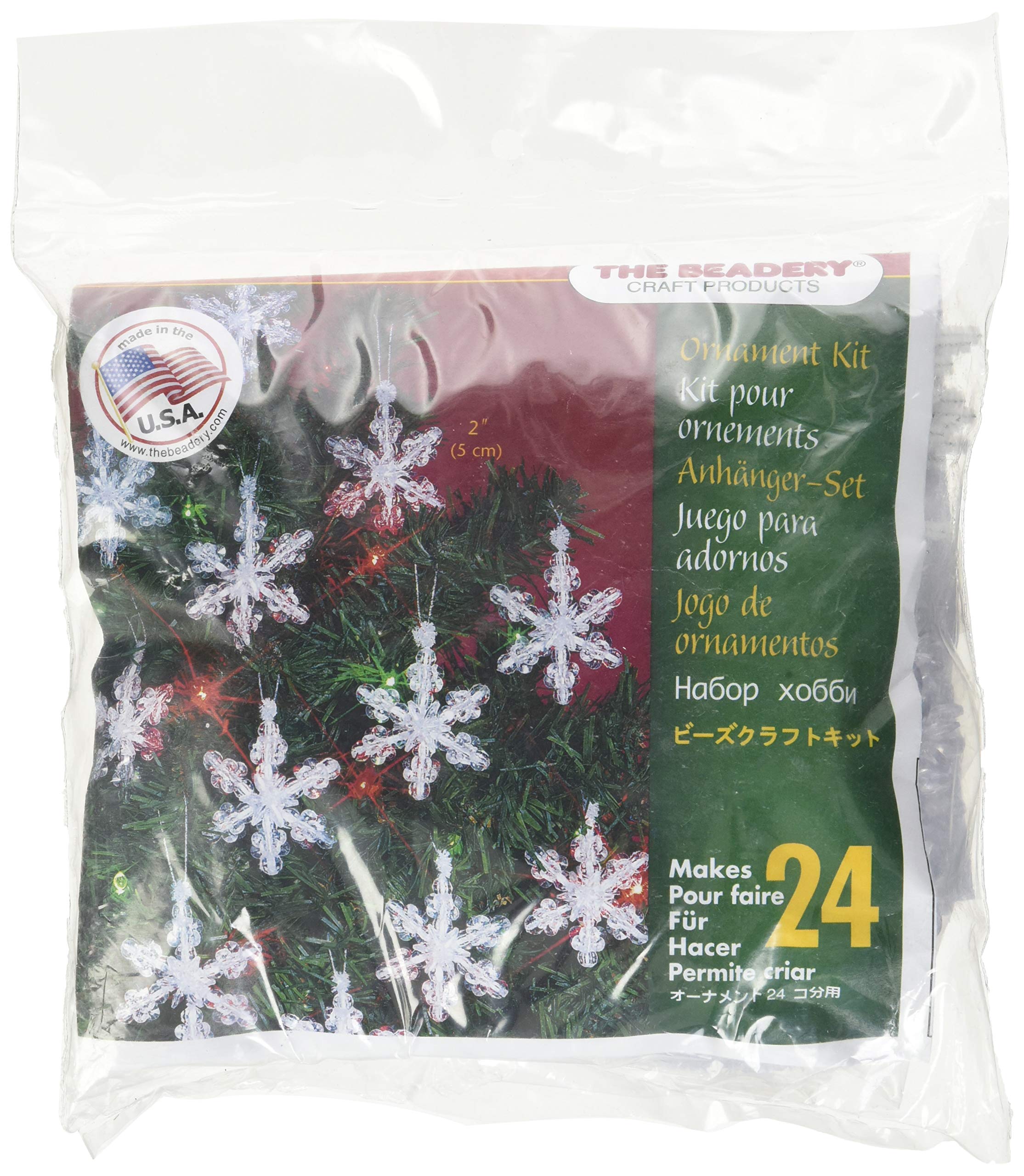Beadery Holiday Beaded Ornament Kit Mini Snowflakes 2-inch Makes 24