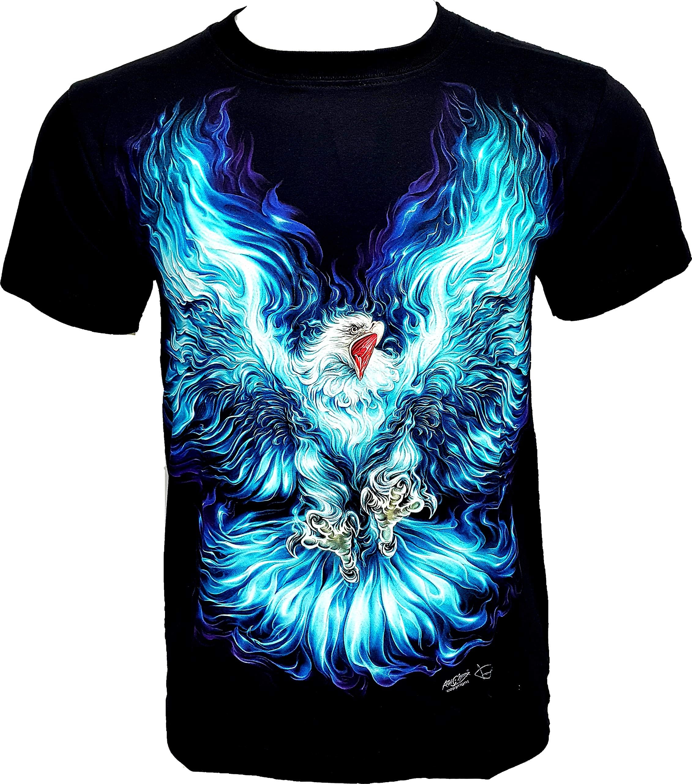 Rock Chang Blue Fire Eagle Men's T-Shirt Glow in The Dark sz xs s m l XL XXL hd73