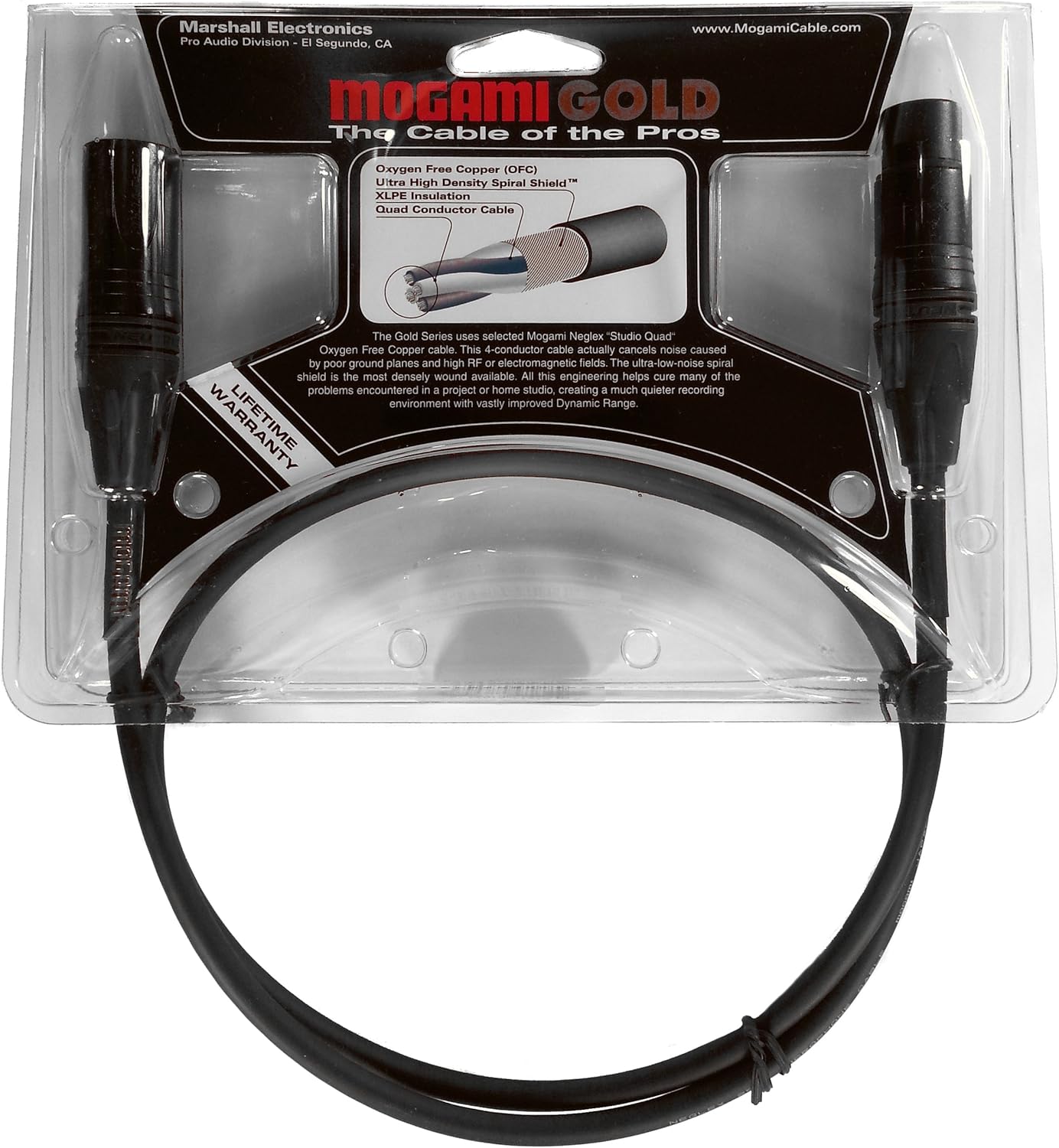 Mogami Gold STUDIO-06 XLR Microphone Cable, XLR-Female to XLR-Male, 3-Pin, Gold Contacts, Straight Connectors, 6 Foot: Musical Instruments