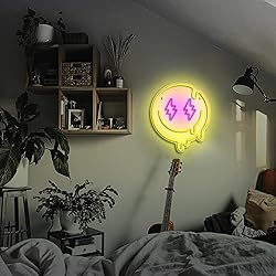 JIARODEY Melting Smile Face Neon Sign Dimmable