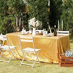 Trlyc Gold Sequin Tablecloth - 60x84inch Glitter