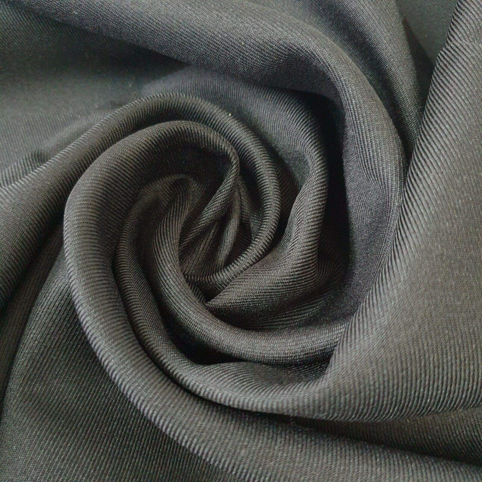 Plain Thick Polycotton Drill Workwear Fabric 150 cms Wide (Pre Cut 1 Meter) (3 Colour) (Black)