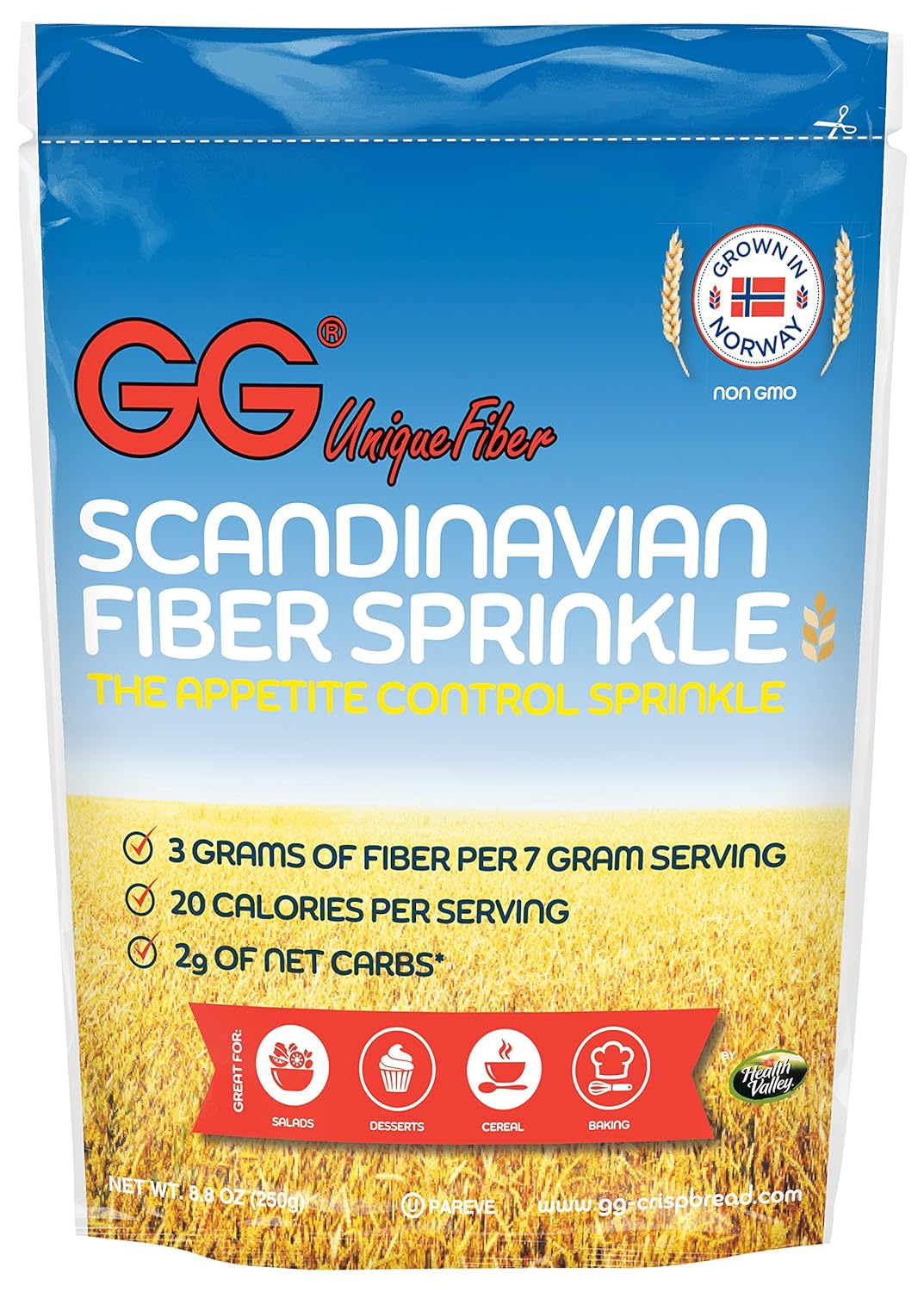GG Scandinavian Fiber Crispbread Bran Sprinkles, 6 Count