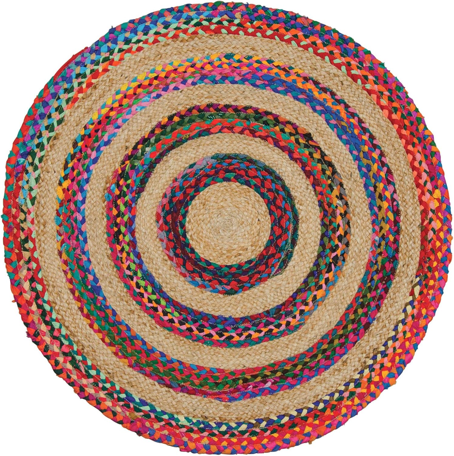 Indian Arts Fair Trade - Alfombra trenzada de yute y algodón (90 x 90 cm): Amazon.es: Hogar