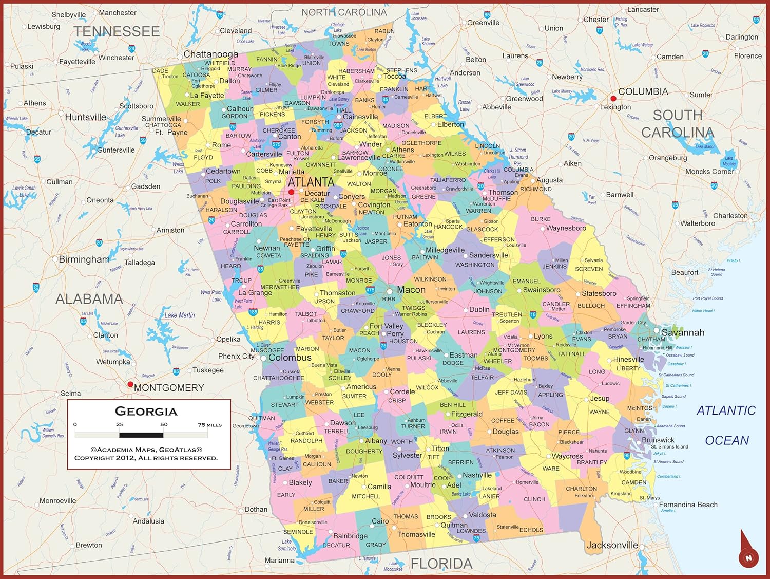 Georgia Counties Map Printable