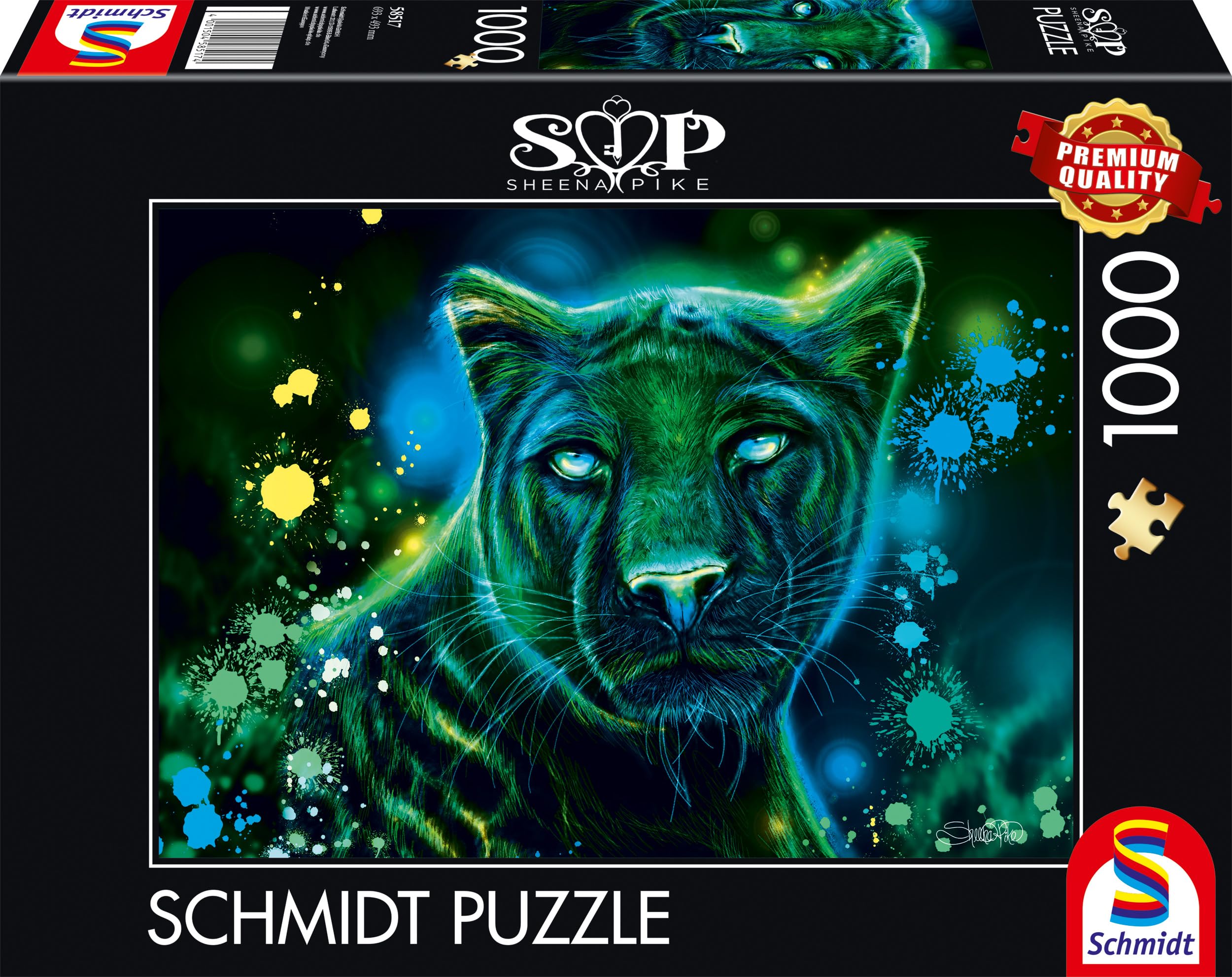 Schmidt, Sheena Pike: Neon Blue Green Panther (1,000 Pieces), Jigsaw Puzzle, Ages 14+, 1+ Players