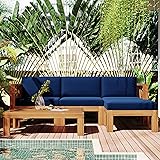 Quarte 5 Piece Outdoor Acacia Wood Sofa Set, X-Back