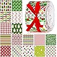 Fanfanwin 40 Pcs Christmas Quilting Fabric Jelly Fabric Squares Patchwork Roll 2.56 Inch Precut Santa Claus Snowman Snowflake Fabric Strips for Valentines Xmas Craft Sewing DIY(Red and Green)