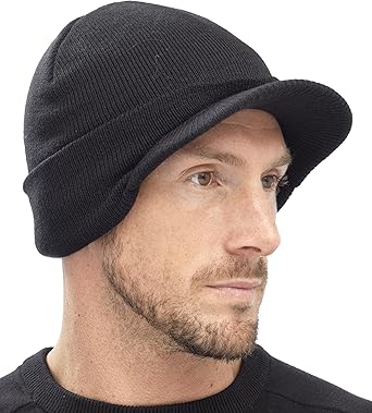 mens beanie hat with peak