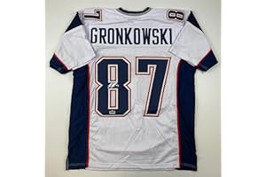 HOFSM.COM HALL OF FAME SPORTS MEMORABILIA Facsimile Autographed Rob Gronk Gronkowski New England White Reprint Laser Auto Football Jersey Size Men's XL