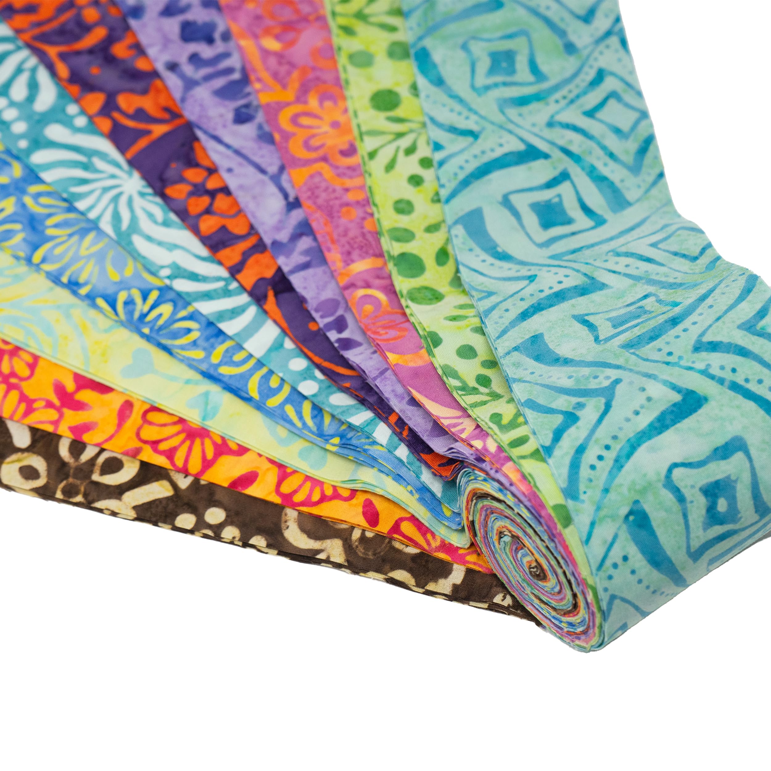 Stitch & Sparkle Indonesian Premium Batik Cotton Vibrant Dreams Jelly Roll 2.5''x 44'', 20 Pieces