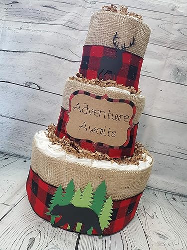 buffalo plaid diaper cake