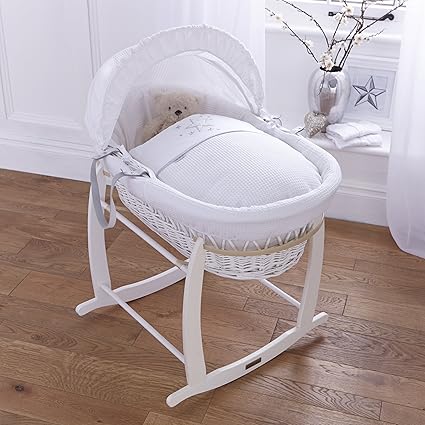 clair de lune white wicker moses basket