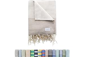 Cape Comforts Large Turkish Beach Towel, Diamond Dobby Beige - 37'' x 67'' - Super Soft & Lightweight | Quick Dry Sand Free Travel Towels for Beach or Bath | Gifts