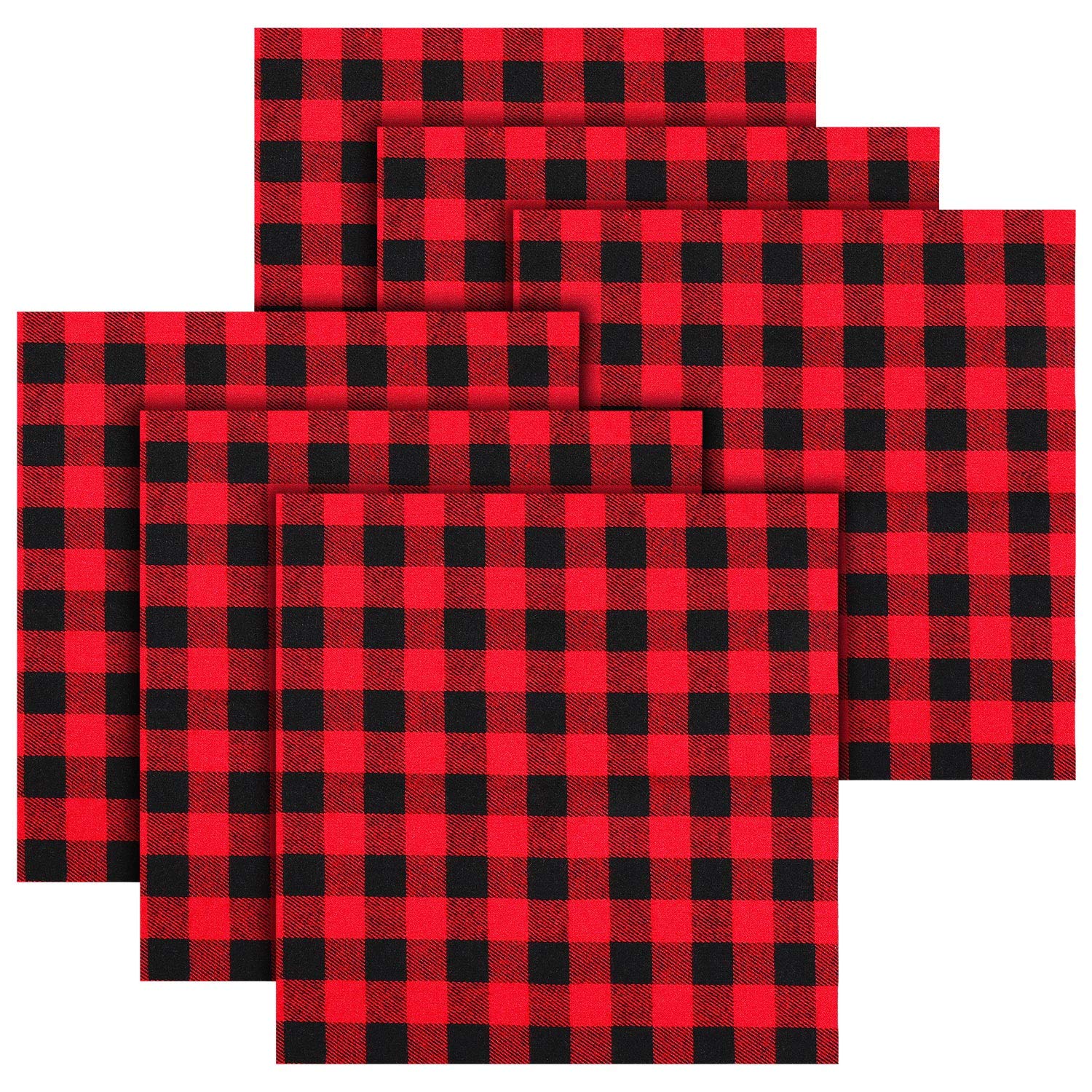 Photo 1 of 6 Buffalo Plaid Fat Quarters - 20 x 20 Inch Precut Fabric - Red & Black - Perfect for Christmas Sewing & Quilting